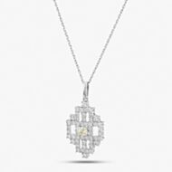 Pre-Owned Platinum 2.01ct Brilliant Cut Yellow & White Diamond Pendant & 18 Inch Curb Chain 43141077