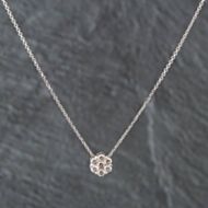 Pre-Owned 14ct White Gold Brilliant Cut Diamond Seven Stone Cluster Pendant & 18 Inch Trace Chain 43141092