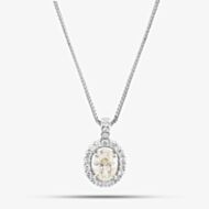 Pre-Owned Platinum 1.30ct Brilliant Cut Diamond Oval Halo Cluster Pendant & 16-18 Inch Box Chain 43141116