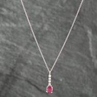 Pre-Owned 14ct White Gold Ruby & Brilliant Cut Diamond Pendant & 16 Inch Trace Chain 43141131
