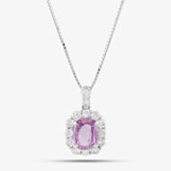 Pre-Owned Platinum Certificated 1.83ct Pink Oval Cut Sapphire & 0.93ct Brilliant Cut Diamond Pendant & 18 Inch Box Chain 43141167