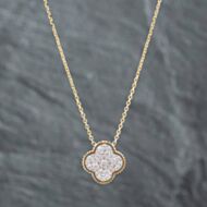 Pre-Owned 14ct Two Colour Gold Brilliant Cut Diamond Pave Pendant & 16-18 Inch Trace Chain 43141172