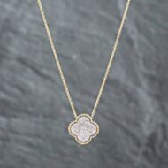 Pre-Owned 14ct Two Colour Gold Brilliant Cut Diamond Pave Pendant & 16-18 Inch Trace Chain 43141173