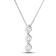 Pre-Owned Platinum 1.00ct Brilliant Cut Diamond Three Stone Pendant & 18 Inch Box Chain 43141202