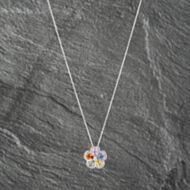 Pre-Owned 14ct White Gold 1.30ct Sapphire & 0.20ct Diamond Flower Pendant & 18 Inch Prince Of Wales Chain 43141204