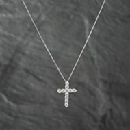 Pre-Owned Platinum 1.00ct Brilliant Cut Diamond Set Cross Pendant & 16-18 Inch Box Chain 43141205