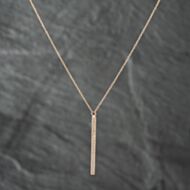 Pre-Owned 14ct Yellow Gold 0.20ct Brilliant Cut Diamond Set Stick Pendant & 16 Inch Trace Chain 43141209