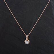 Pre-Owned 9ct Rose Gold 0.24ct Brilliant Cut Diamond Round Stone Set Pendant & 18 Inch Prince Of Wales Chain 4314120