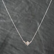 Pre-Owned 14ct Two Colour Gold 0.41ct Princess Cut Diamond V' Shape Pendant & 16 Inch Trace Chain 43141210