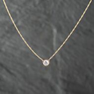 Pre-Owned 14ct Yellow Gold 0.52ct Brilliant Cut Diamond Single Stone Rubover Set Pendant & 16 Inch Trace Chain 43141222