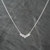 Pre-Owned Platinum 1.04ct Princess Cut Diamond Set Five Stone Pendant & 16 Inch Celtic Chain 43141224