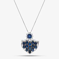 Pre-Owned Platinum 5.35ct Sapphire & 0.46ct Diamond Heart Pendant & 16-18 Inch Box Chain 43141227