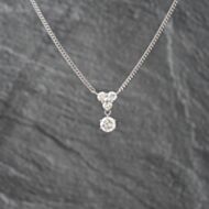 Pre-Owned Platinum 1.51ct Brilliant Cut Diamond Four Stone Dropper Pendant & 16 Inch Curb Chain 43141235