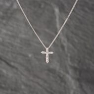 Pre-Owned Platinum 0.30ct Brilliant Cut Diamond Set Cross Pendant & 16 Inch Curb Chain 43141238