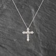 Pre-Owned Platinum 1.01ct Brilliant Cut Diamond Set Cross Pendant & 16 Inch Trace Chain 43141239