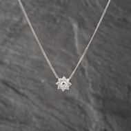 Pre-Owned Platinum 0.86ct Brilliant Cut Diamond Flower Cluster Pendant & 16 Inch Curb Chain 43141244