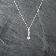 Pre-Owned 14ct White Gold 1.00ct Brilliant Cut Diamond Graduated Three Stone Pendant & 18 Inch Foxtail Chain 43141257