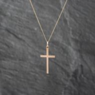 Pre-Owned Vintage Yellow Gold Plain Cross Pendant & 18 Inch Curb Chain 43141272
