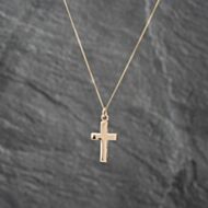 Pre-Owned 9ct Yellow Gold Plain Cross Pendant & 18 Inch Curb Chain 43141273