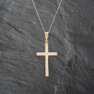 Pre-Owned 9ct Yellow Gold Plain Cross Pendant & 18 Inch Curb Chain 43141274