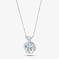 Pre-Owned Platinum 6.82ct Aquamarine & 0.42ct Brilliant Cut Diamond Pendant & 16 Inch Trace Chain 4314128