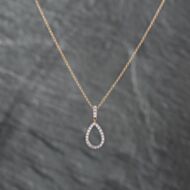 Pre-Owned 9ct Yellow Gold Cubic Zirconia Open Tear Drop Set Pendant & 16 Inch Belcher Chain 43141290