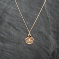 Pre-Owned 9ct Yellow Gold 0.10ct Brilliant Cut Diamond Circle Set Pendant & 18 Inch Curb Chain 43141295