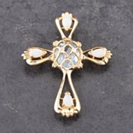 Pre-Owned 14ct Yellow Gold Blue Topaz & Opal Fancy Cross Loose Pendant 43141298