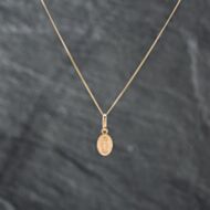 Pre-Owned Yellow Gold Oval Virgin Mary Miraculous Medal Pendant & 18 Inch Curb Chain 43141309