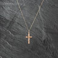 Pre-Owned Yellow Gold Crucifix Cross Pendant & 18 Inch Curb Chain 43141315