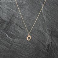 Pre-Owned 9ct Yellow Gold Initial C Pendant & 18 Inch Curb Chain 43141316