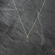 Pre-Owned 9ct Yellow Gold Initial L Pendant & 18 Inch Curb Chain 43141318