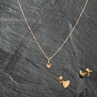 Pre-Owned Yellow Gold Heart Pendant & Earrings Jewellery Set 43141321