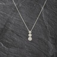 Pre-Owned 9ct White Gold 0.50ct Brilliant Cut Diamond Triple Flower Cluster Dropper Pendant & 16-18 Inch Trace Chain 43141339