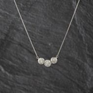 Pre-Owned 9ct White Gold 0.50ct Brilliant Cut Diamond Triple Flower Cluster Dropper Pendant & 16-18 Inch Trace Chain 43141340