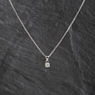 Pre-Owned 18ct White Gold 0.30ct Brilliant Cut Diamond Solitaire Pendant & 16 Inch Trace Chain 43141342