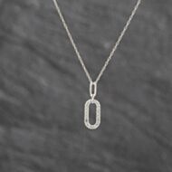 Pre-Owned 14ct White Gold 0.08ct Brilliant Cut Diamond Loop Gemstone Pendant & 18 Inch Prince Of Wales Chain 43141352
