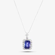 Pre-Owned Platinum 2.54ct Tanzanite & 0.47ct Diamond Pendant & 18 Inch Box Chain 4314186