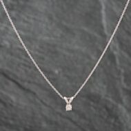 Pre-Owned White Gold 0.10ct Brilliant Cut Diamond Pendant & 18 Inch Trace Chain 4314189