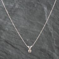 Pre-Owned White Gold 0.20ct Brilliant Cut Diamond Pendant & 18 Inch Trace Chain 4314191