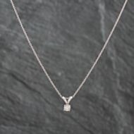 Pre-Owned White Gold 0.20ct Brilliant Cut Diamond Pendant & 18 Inch Trace Chain 4314192