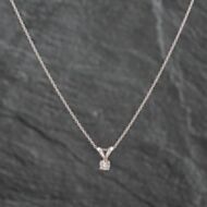 Pre-Owned White Gold 0.20ct Brilliant Cut Diamond Pendant & 18 Inch Trace Chain 4314194