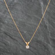 Pre-Owned Yellow Gold 0.30ct Brilliant Cut Diamond Pendant & 18 Inch Trace Chain 4314209
