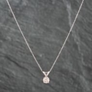 Pre-Owned White Gold 0.50ct Brilliant Cut Diamond Pendant & 18 Inch Trace Chain 4314214