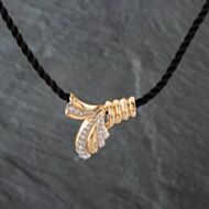 Pre-Owned 14ct Yellow Gold Brilliant Cut Diamond Spray Pendant & 16 Inch Chain 4314242