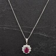 Pre-Owned Platinum Oval 1.50ct Ruby & 1.01ct Diamond Pendant 4314482