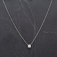 Pre-Owned 14ct White Gold 18" Round Brilliant Cut Diamond Cluster Pendant 4314534