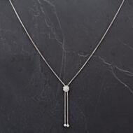 Pre-Owned 14ct White Gold 26" Brilliant Cut Diamond Seven Stone Slider Pendant 4314538