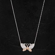 Pre-Owned 14ct Two Colour Gold Diamond Butterfly Pendant 4314551