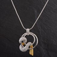 Pre-Owned 18ct Two Colour Gold Diamond Swirl Pendant 4314591